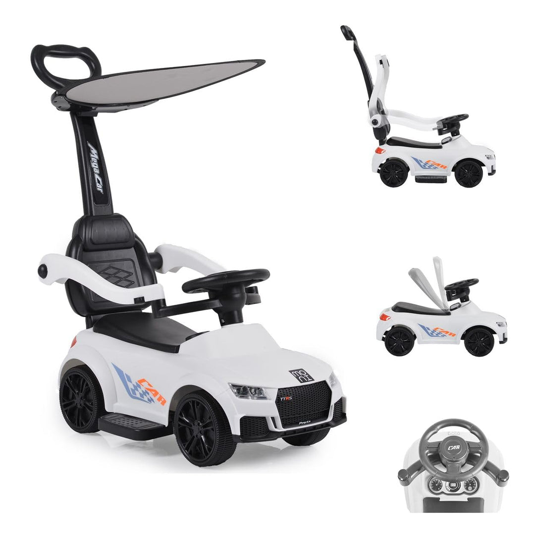 Moni Rutschauto, Victory 2 in 1 Rutscher mit Griff Lehne Fussstütze Musikfunktion weiss, Weiss