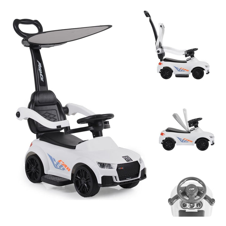 Moni Rutschauto, Victory 2 in 1 Rutscher mit Griff Lehne Fussstütze Musikfunktion weiss, Weiss