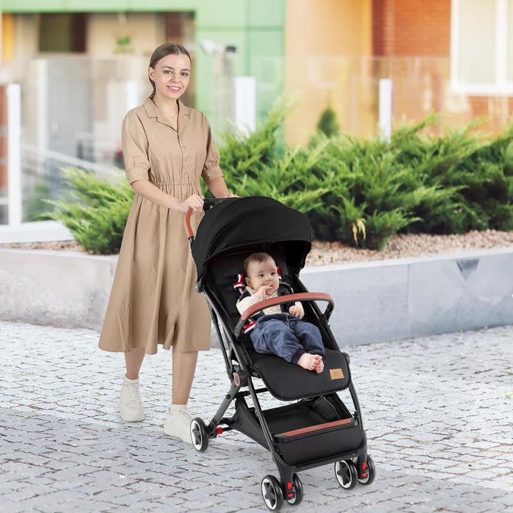 COSTWAY Kinderwagen faltbar, Kinderbuggy mit verstellbare Rückenlehne &amp; Verdeck, Reisebuggy mit Lieg