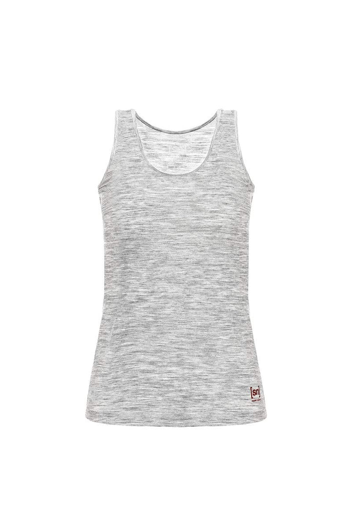 super.natural Dünnes Damen Tank Top, Mit Merinowolle, W BASE TANK 140 Hellgrau Meliert XL, Hellgrau