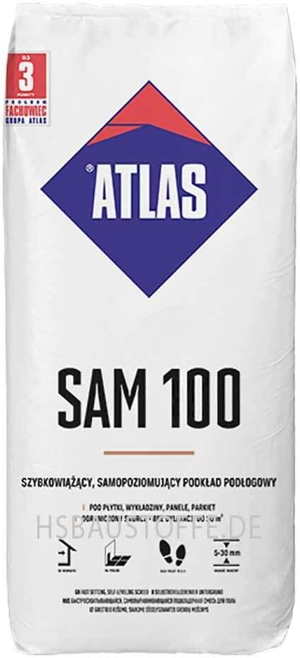 Ausgleichsmasse selbstverlaufend für innenbereich Gips Basis 5-30 mm ATLAS SAM 100 25Kg