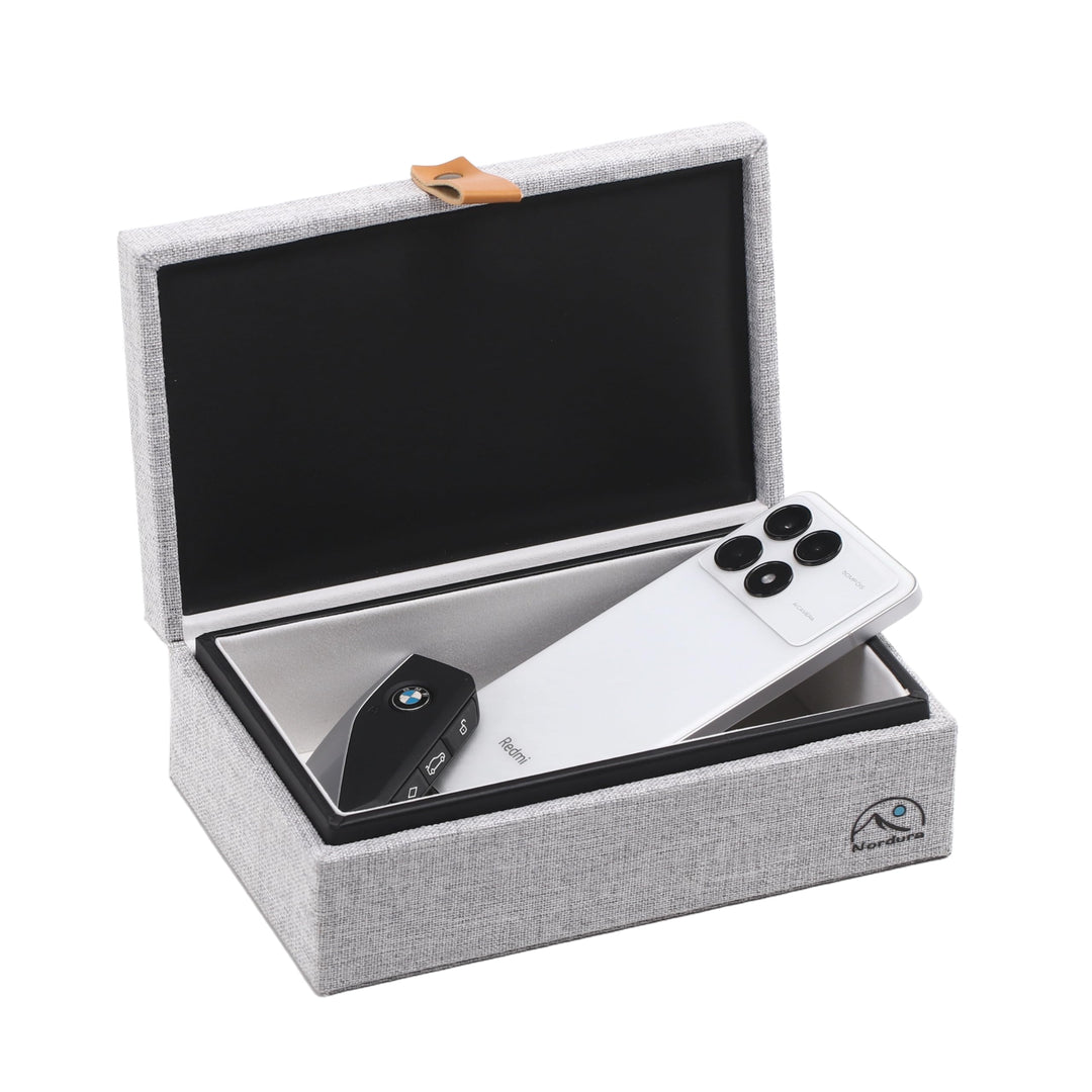 Keyless Go Schutz Autoschlüssel Box aus Leinenstoff, Faraday Box, RFID Anti-Diebstahl, Autoschlüssel