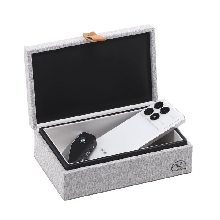 Keyless Go Schutz Autoschlüssel Box aus Leinenstoff, Faraday Box, RFID Anti-Diebstahl, Autoschlüssel