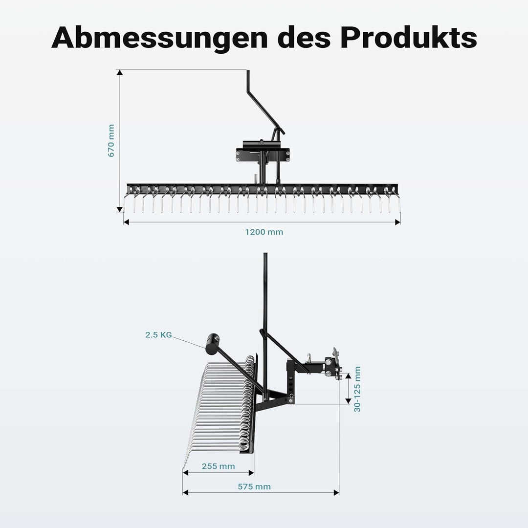 Vertikutierer für Aufsitzmäher mit 120cm Arbeitsbreite