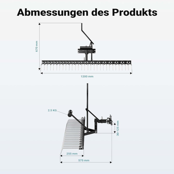 Vertikutierer für Aufsitzmäher mit 120cm Arbeitsbreite