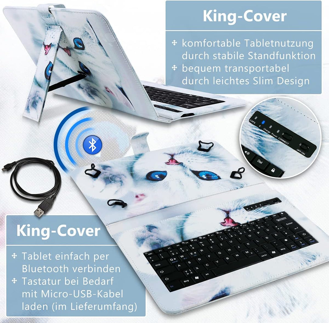NAUCI Tablet Hülle kompatibel mit Nokia T21 T20 Tasche Tastatur Bluetooth Keyboard QWERTZ Schutzhüll