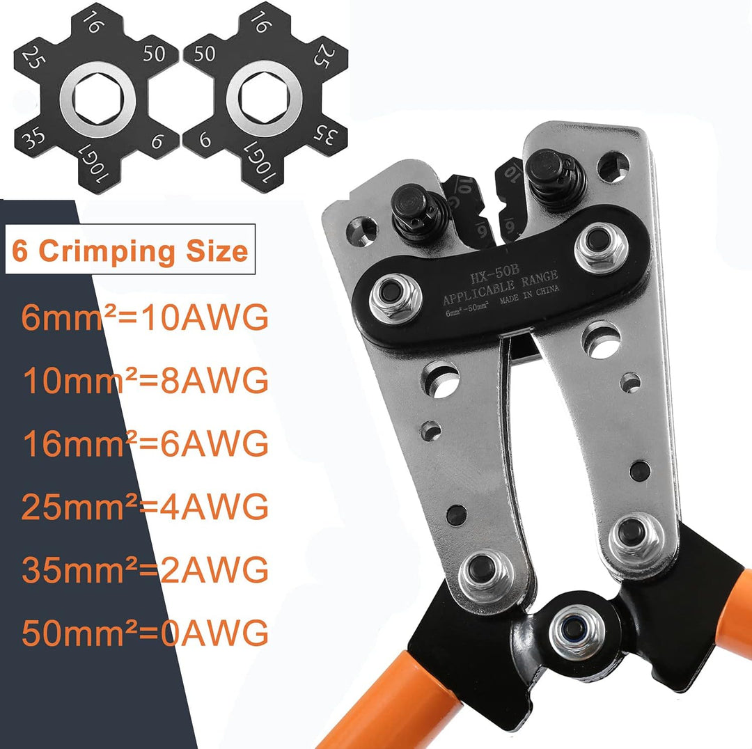 Brileine Batteriekabel-Crimpzange von AWG 8-1/0, Batteriekabelschuh-Crimpzange für schwere Kabelschu
