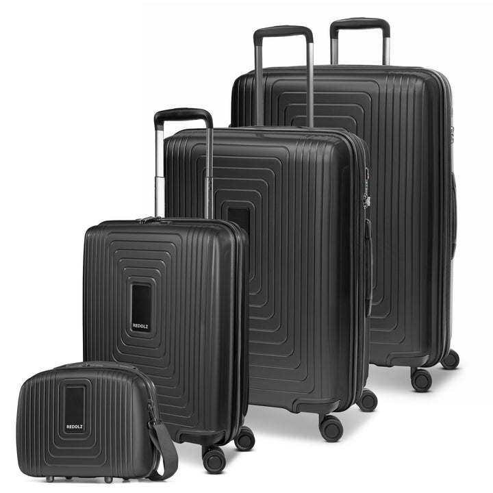 REDOLZ Hartschalen Koffer-Set-4-teilig | S 55 cm (ohne Laptopfach) + M 66 cm + L 77 cm + Beauty-Case
