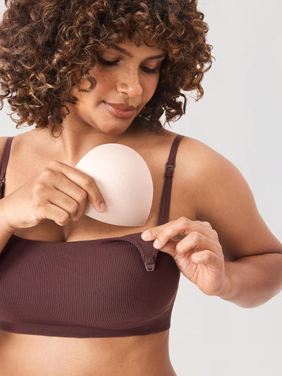 MOMANDA Damen Still BH ohne Bügel Soft Gepolstert Gerippt Schwangerschafts BHS Schlaf Bequemer M Has