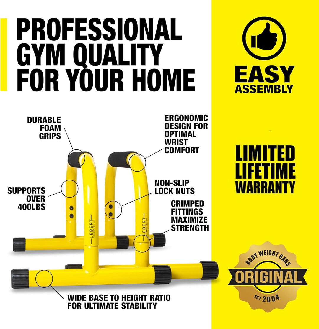 Lebert Fitness Parallette Push Up Bars Dip Station Stand - Perfekt für Haus und Garage Gym Trainings