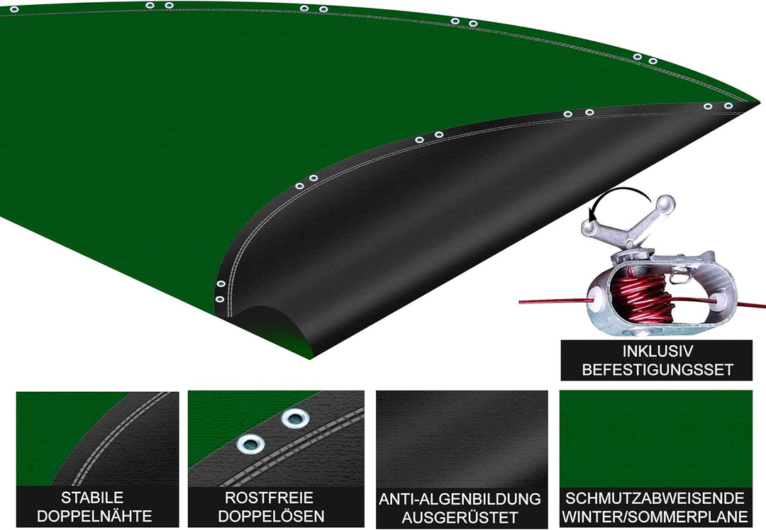QUICK STAR Poolabdeckung Rund für 550-600 cm Pools | Planenmass Ø 680 cm | Grün | Sommer & Winter Po