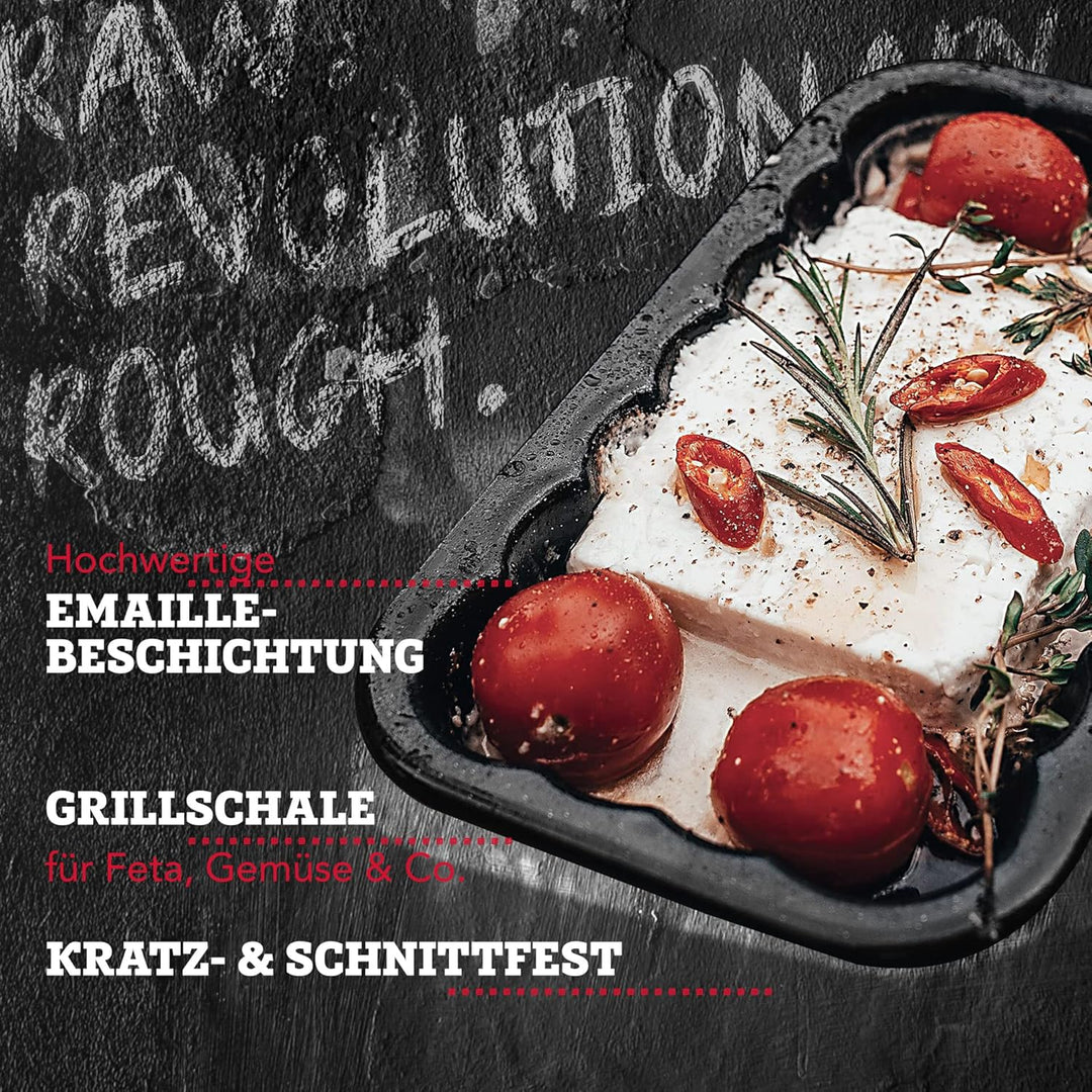 FMprofessional Grillschale aus emailliertem Edelstahl by Fackelmann – Wiederverwendbare Schale für d