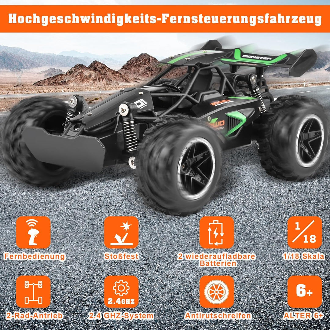 Yabtf Ferngesteuertes Auto, 2.4Ghz RC Auto, 1:18 20km/h RC Buggy, 40m Fernbedienung Offroad Spielzeu