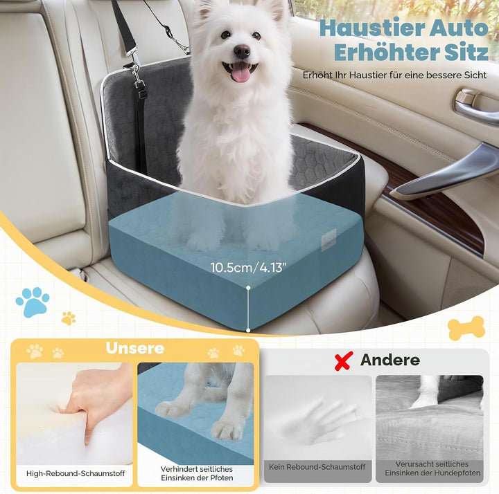 Hunde Autositz für Kleine und Mittelgrosse 52x52x50cm, Abnehmbarer und Waschbarer Sitzerhöhungssitz
