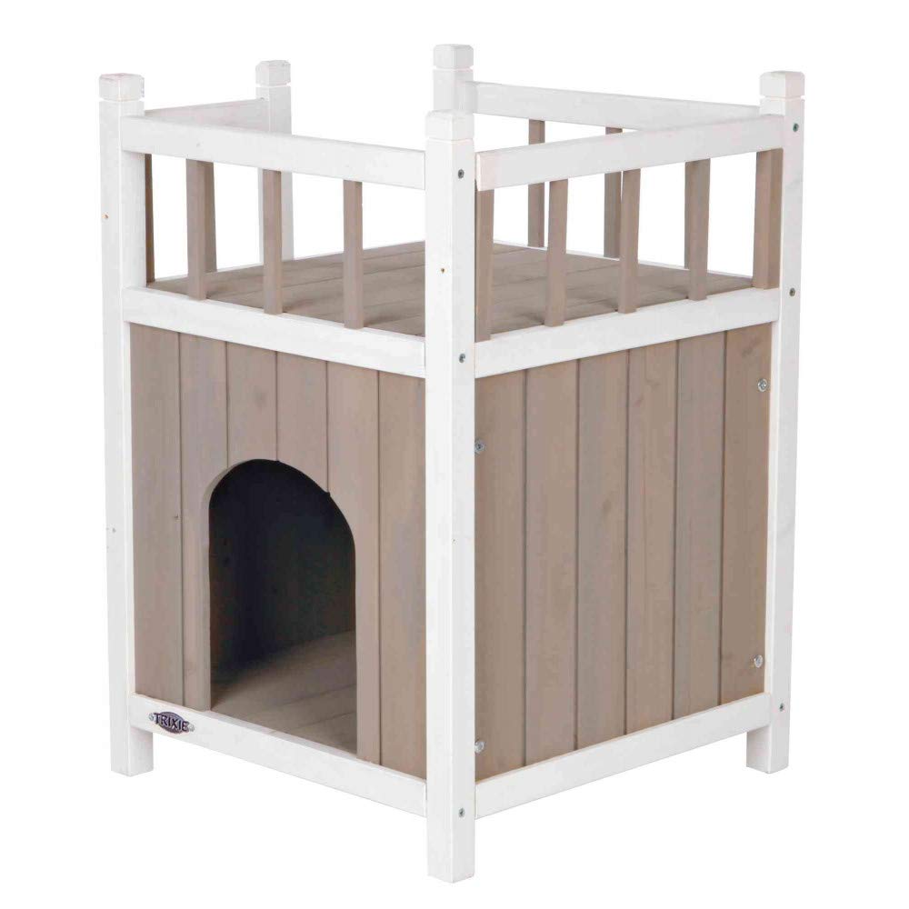 Trixie 44093 natura Cat's Home mit Balkon, 45 × 65 × 45 cm, grau/weiss 17.5 x 17.5 x 25.5 in. Katze,