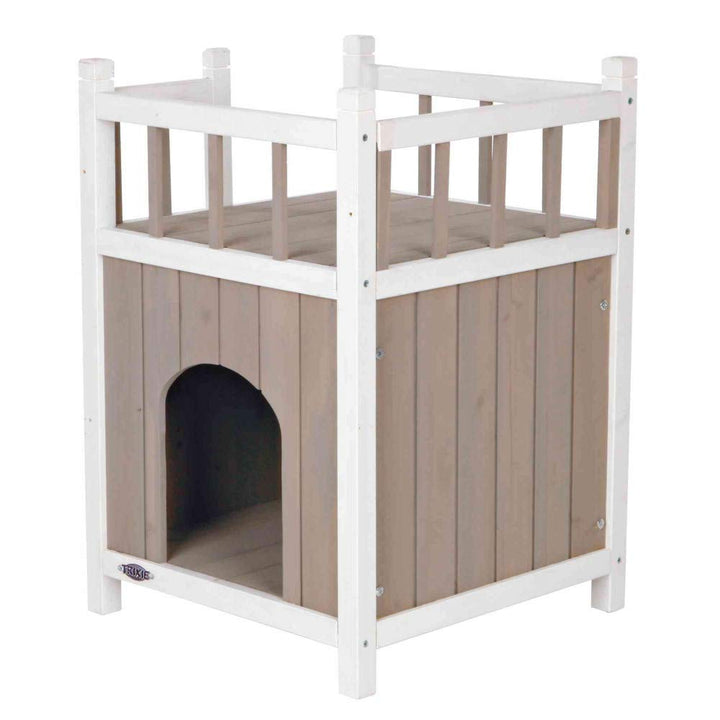 Trixie 44093 natura Cat's Home mit Balkon, 45 × 65 × 45 cm, grau/weiss 17.5 x 17.5 x 25.5 in. Katze,