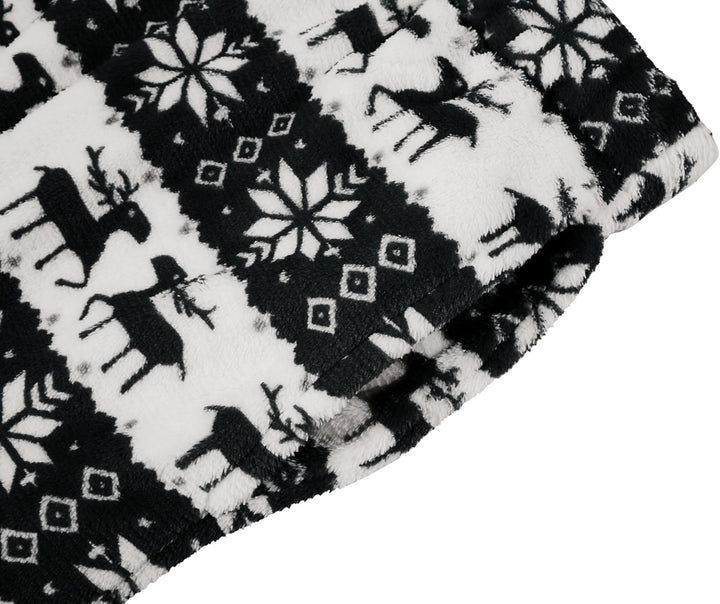 Runcati Schlafanzughose Herren Lang Fleece Warm Weihnachts Rentier Hose Freizeithose mit Taschen und