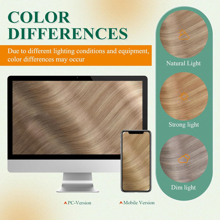 Easyouth Balayage Tape Extensions Echthaar Tape in Extensions Aschbraun Platinblond und Aschblond Mi