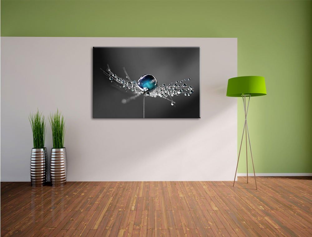 Pixxprint Wassertropfen auf Einer Pusteblume als Leinwandbild/Grösse: 100x70 cm/Wandbild/Kunstdruck/