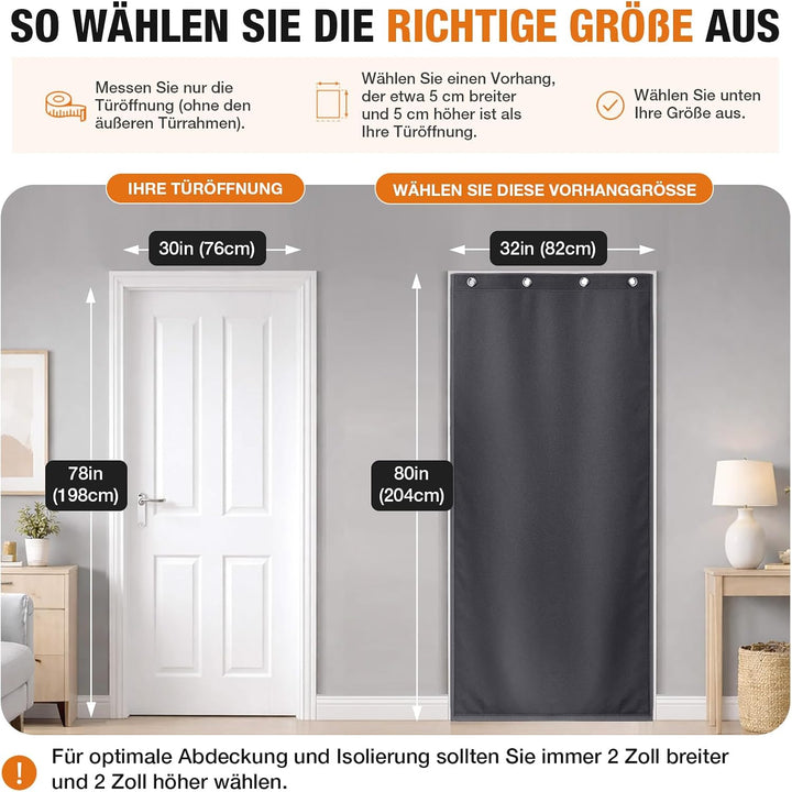 Lapalife Wärmeschutzvorhang für Tür L204cmxB82cm,Thermo Türvorhang Winddichte Kältebeständige für Ei