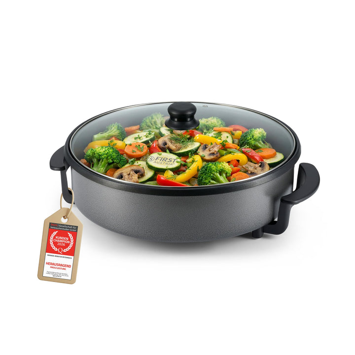 TZS First Austria - Elektrische Multipfanne 6,5L - Ø40cm - 1500W - 5 Temperatureinstellungen - 240°C