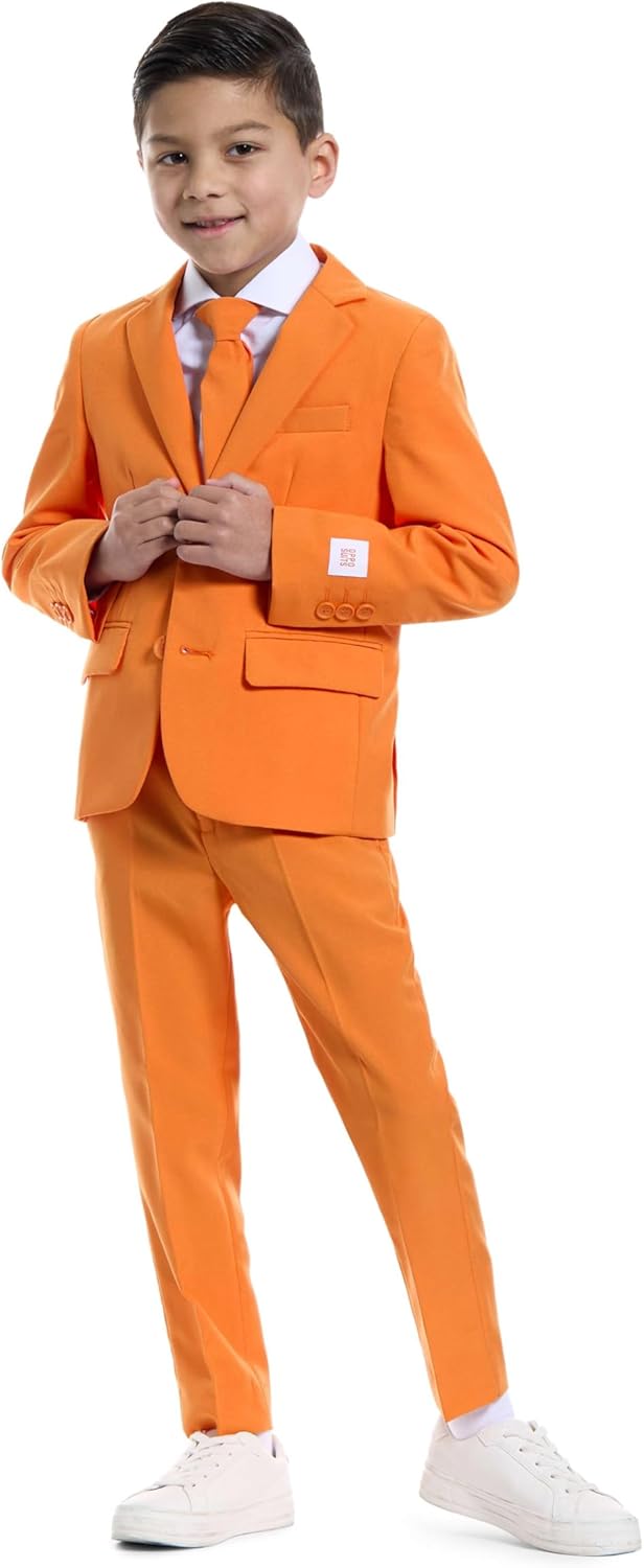 OppoSuits Einfarbiger orangefarbener Anzug für Jungen - Abschlussball- und Hochzeitsfeier-Outfit - e