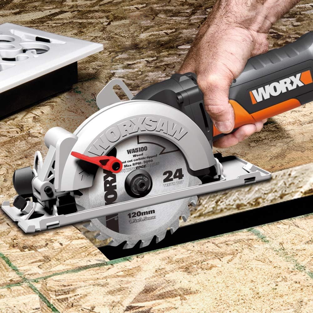 WORX WX439 Kompakt-Handkreissäge 480W - zum Sägen von Metall, Plastik, Holz, Stein und Fliesen - 120