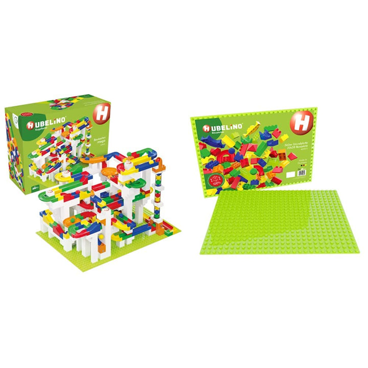Hubelino mega (585-teilig), 420633 & Hubelino GmbH 420312 (20x28 Noppen) Grundplatte, Grün Bundle mi