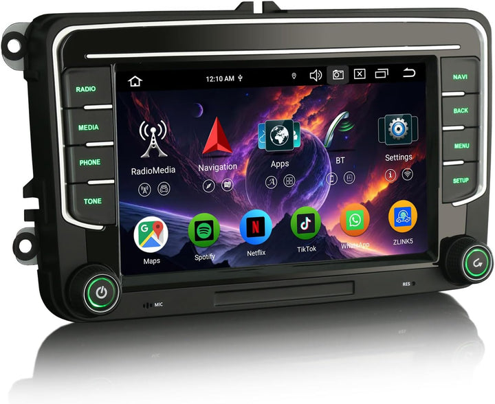 Erisin 8-Kern 4GB+64GB 7 Zoll Android 14 Autoradio Bluetooth GPS Navi für VW Crafter Polo 6R Amarok