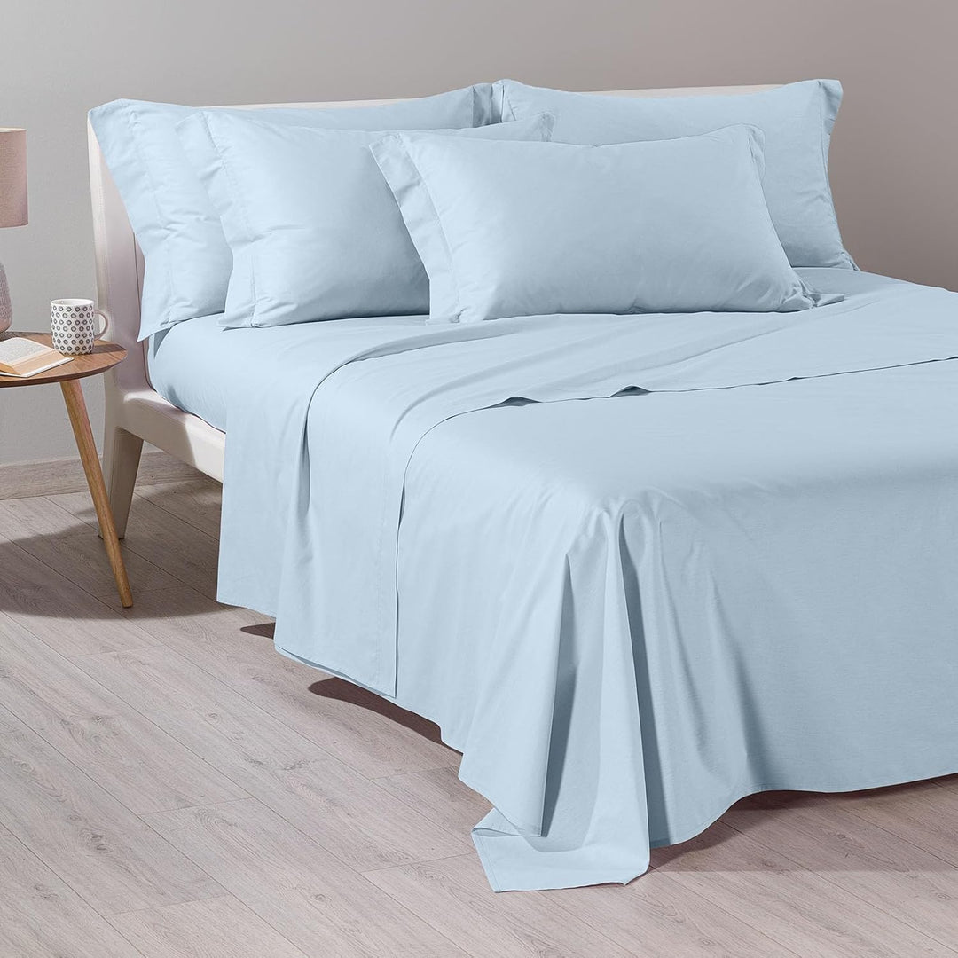 Caleffi - Bettwäsche-Set aus Baumwolle, einfarbig, für Einzelbett, Hellblau