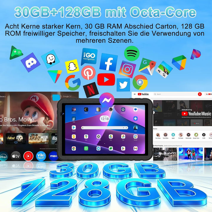 Kids Tablet 10 zoll Android 15, 30 GB RAM + 2TB TF, Gemini AI, 5G WLAN 6, Widevine L1, Parental Cont