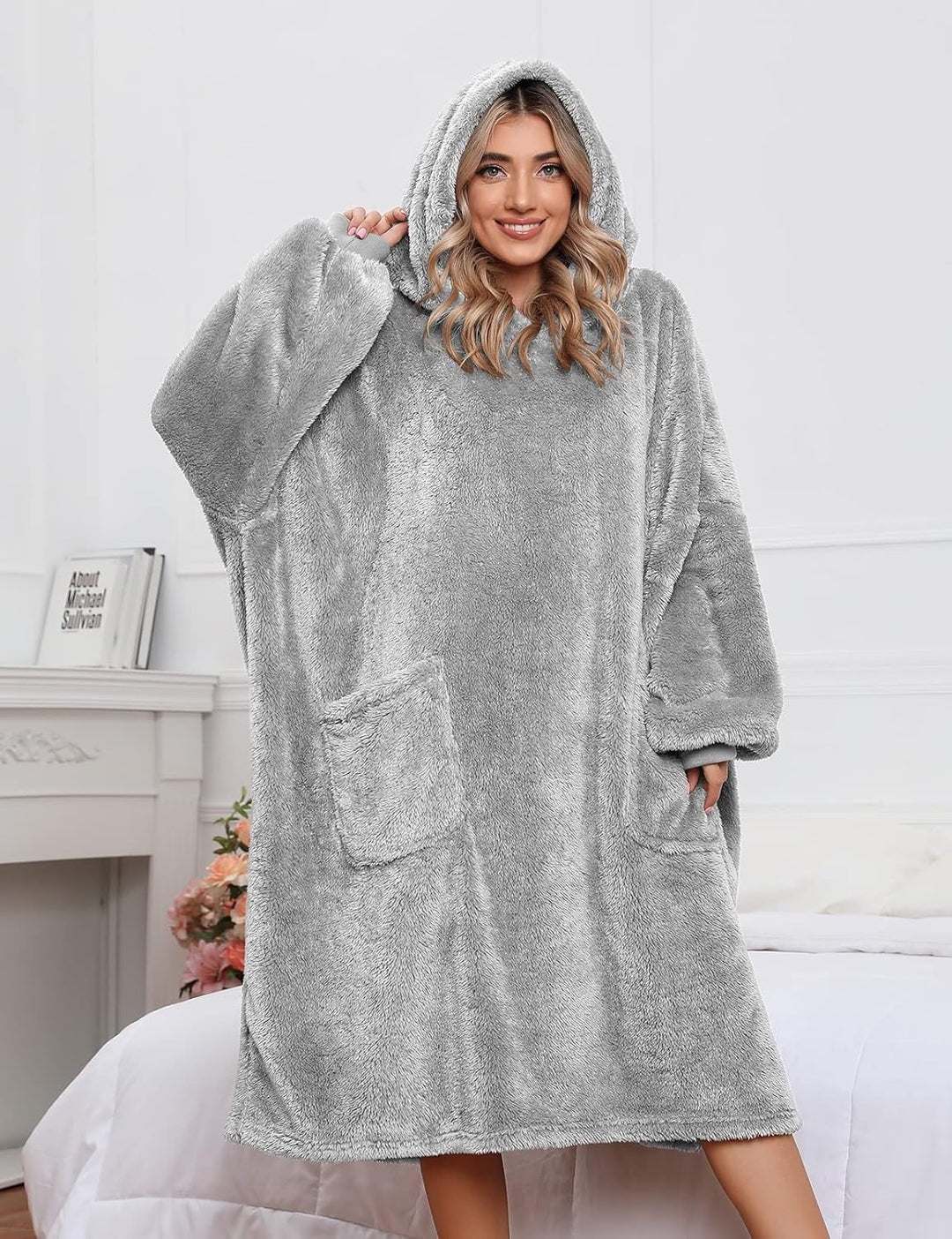 Tuopuda Übergrosse Hoodie Sweatshirt Damen Herren Decke Sweatshirt Pullover mit Kapuze Langarm Kapuz