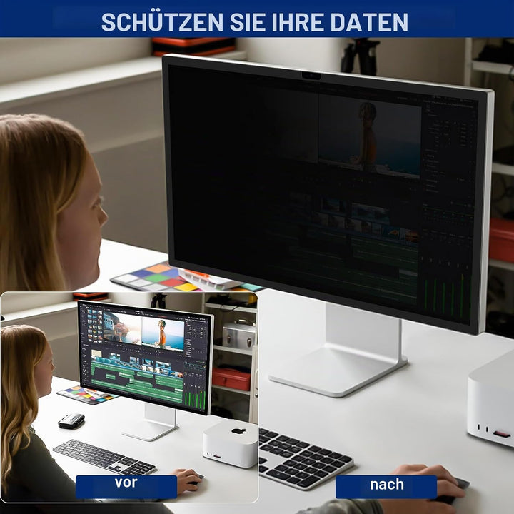 PYS Blickschutzfolie für Apple iMac 24 Zoll M1 Monitor Selbstklebend Abnehmbar Blickschutzfilter Ble