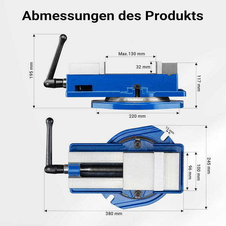 Präzisions-Schraubstock, Maschine, Backenbreite 100 mm, schwenkbar, Haltewerkzeug Werkbank