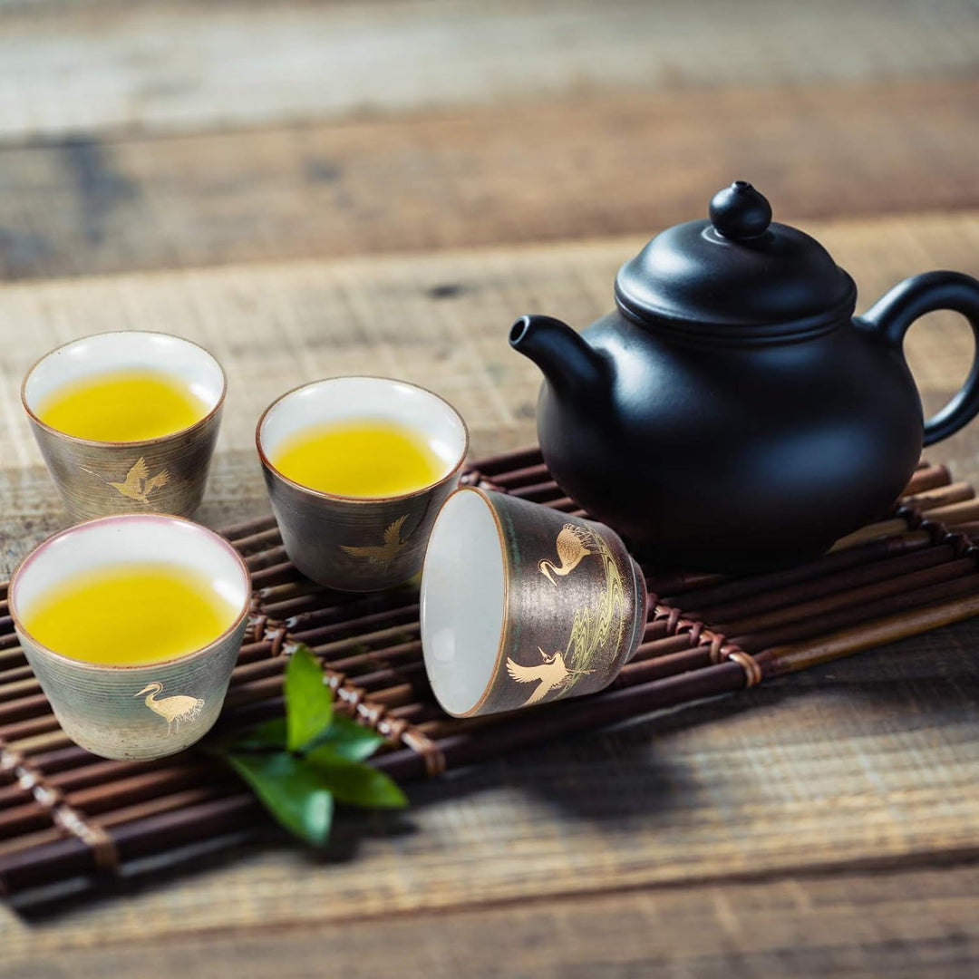 4 Stück Teetasse-Set, Japanische Teetasse Retro Gebackene Teetasse Set Art Keramik Kung Fu Teegeschi