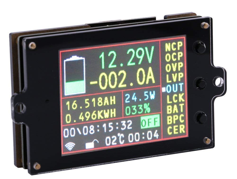DollaTek 2,4" LCD-Spannung Ampere Leistung Watt Coulomb Kapazität Zeitzähler Temperaturprüfer Detekt