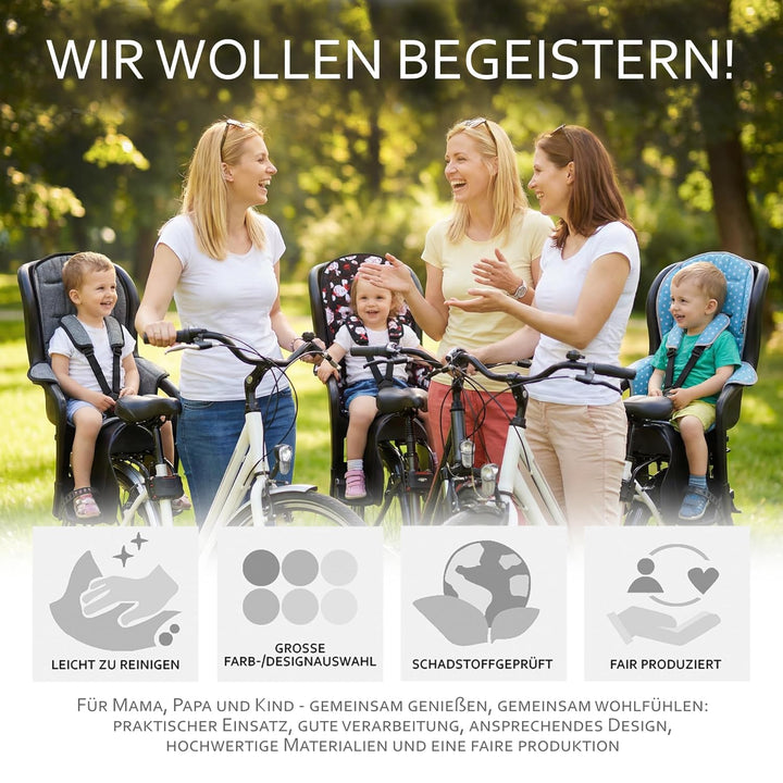 BAMBINIWELT Ersatzbezug Sitzkissen Bezug Auflage für Fahrradsitz kompatibel mit Römer Jockey meliert