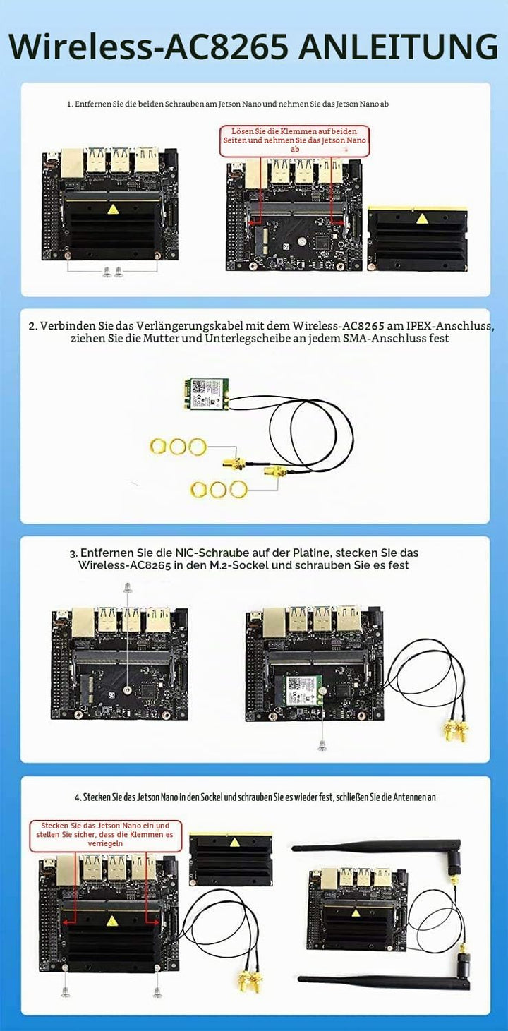Waveshare AC8265 Wireless NIC Applicable for Jetson Nano 2.4G / 5G WiFi Bluetooth 4.2 Dual Mode Modu