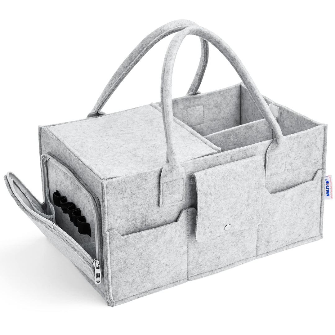 Maliton Windel-Caddy, Baby Essentials für Neugeborene Windeltasche mit Deckel, stabile tragbare wasc