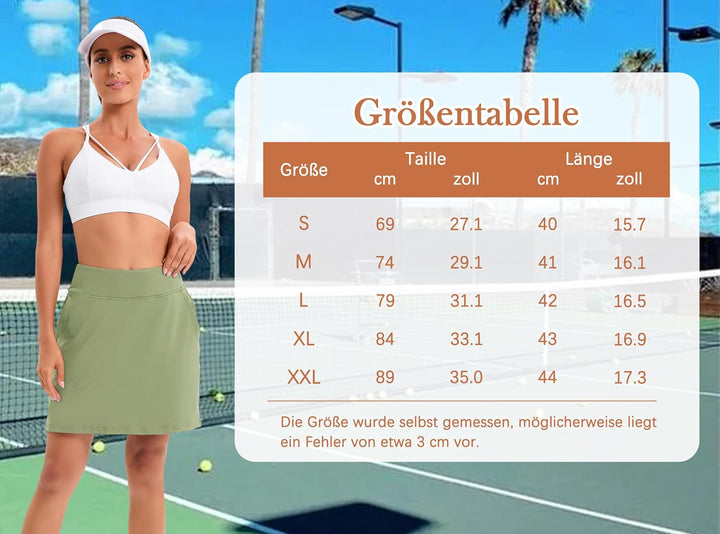 Timuspo Damen Tennisrock mit Hose Kurze Hosenrock mit Taschen Sommer Sports Skort für Golf Wandern L