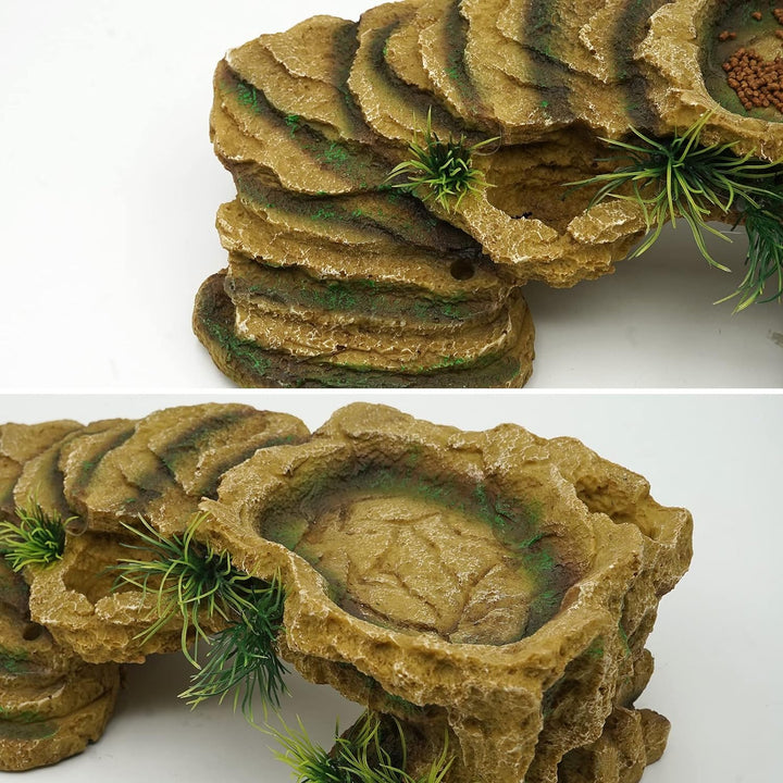 MOGOULUA Schildkröte Basking Plattform Reptilien Simuliert Rock Habitat Terrarium Versteck Harz Fels