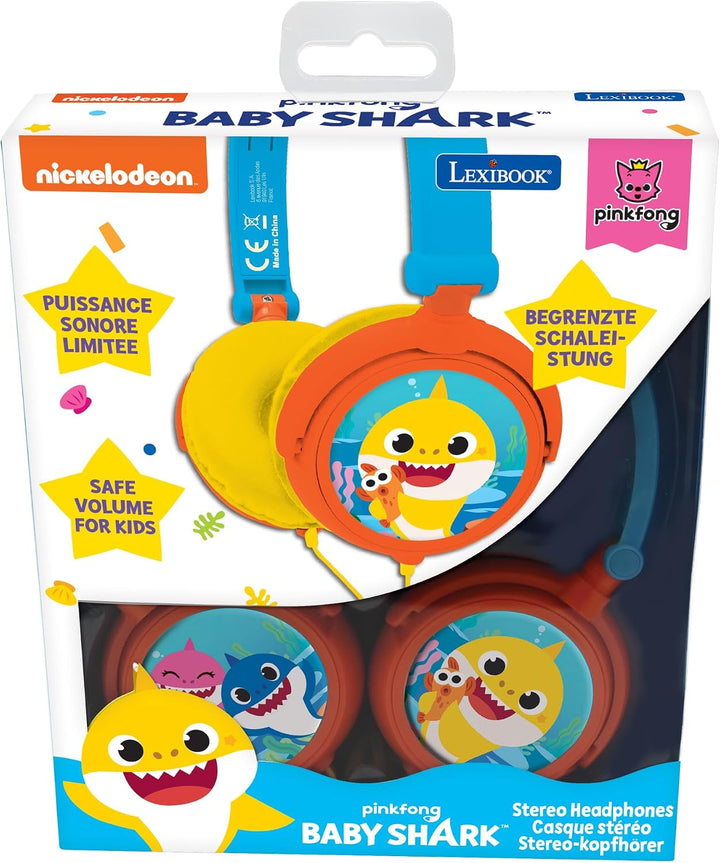 Lexibook, Baby Shark, Stereo-Kopfhörer, kindersichere Lautstärke, klappbar und einstellbar, blau/ora