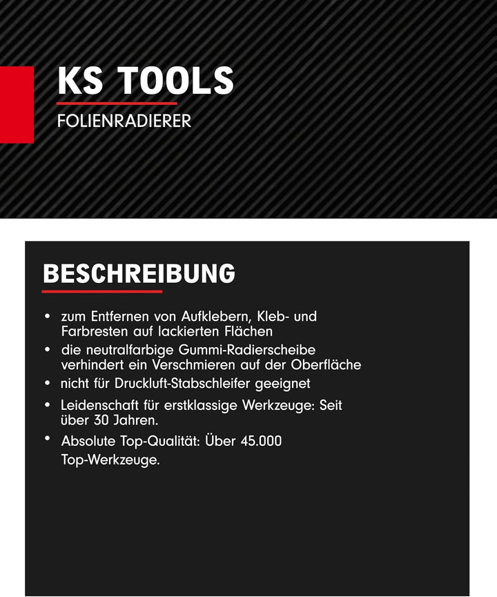 KS Tools Folienradierer 90mm 515.1285 6er Pack I Neutralfarbiger Aufkleber Entferner aus Gummi I Ver