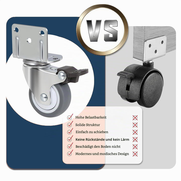 50mm Möbelrollen mit Dicker, 4 L-Montageplatte Schwerlastrollen Klein Tragfähigkeit 270kg, 360°-Dreh