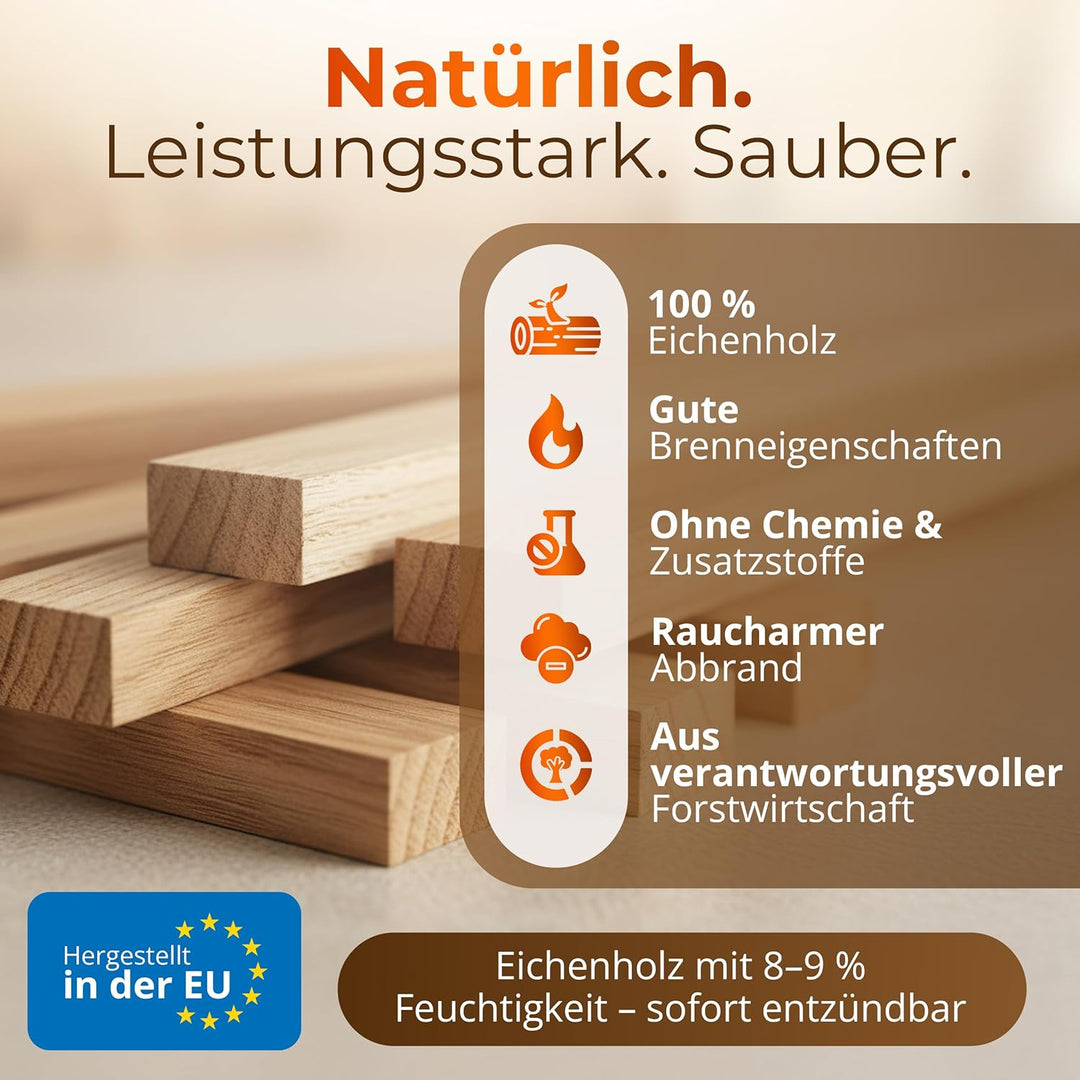 Aleko Parkett Premium Brennholz in verschiedenen Grössen - Anzünder aus Eichenholz, Bio Kaminanzünde