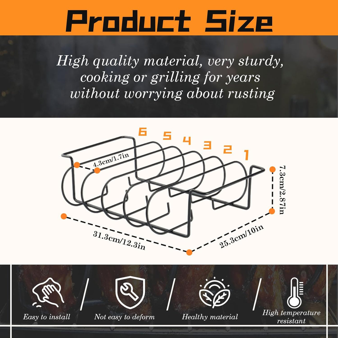 Spareribs Halter Grill 31.3 x 25.3 x 7.3 cm Rippchenhalter Grill Zubehör, Edelstahl Braten und Rippc