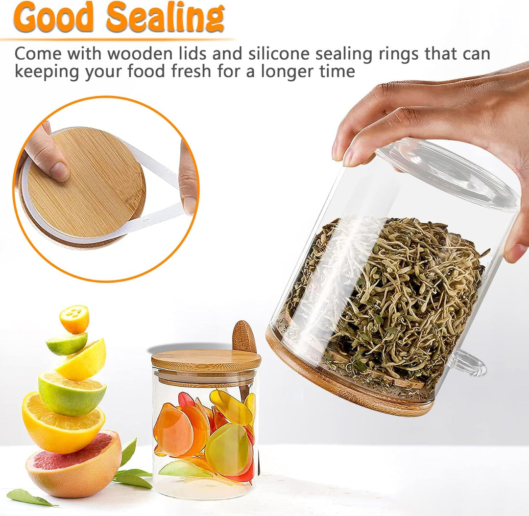 Vorratsgläser mit Deckel und Löffel, 2er Set 540ml Overnight Oats Gläser, Vorratsdosen Glas, Glasbeh