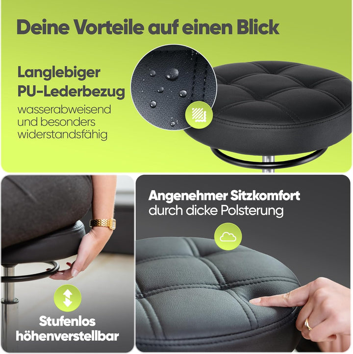 Bürohocker Ergonomisch [TESTSIEGER] Rollhocker Sitzhocker Höhenverstellbar [48-68cm] Ergonomischer H