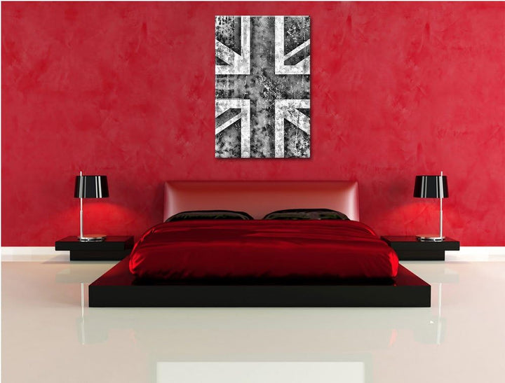 Monocrome, Union Jack, Format: 100x70 auf Leinwand, XXL riesige Bilder fertig gerahmt mit Keilrahmen