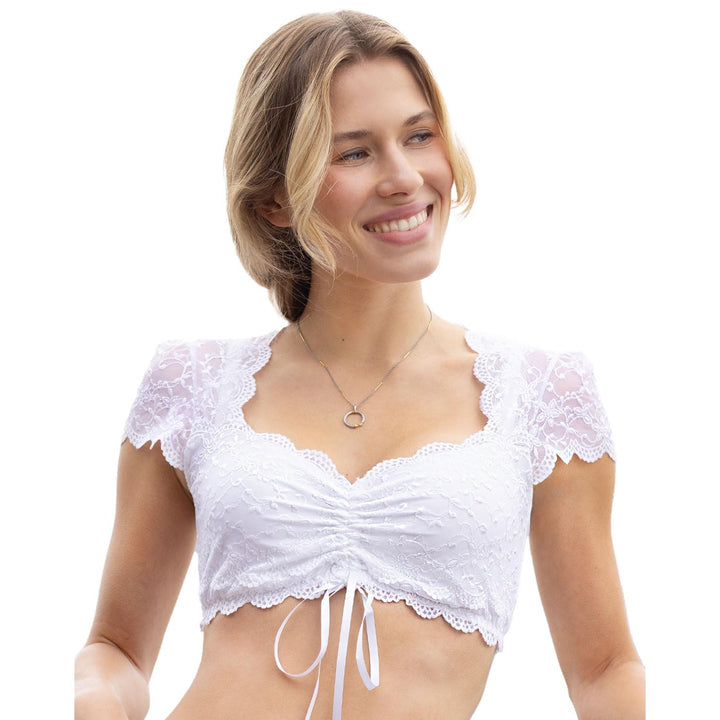 Nina von C. Spitzen Damen Dirndlbluse Valeska 48462971 - Weiss - Zauberhafte halbtransparente Tracht